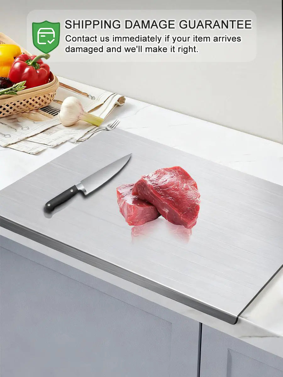 Premium Stainless Steel Cooking Cutting Board - Durable Chopping Board with Non-slip Rubber Base, Heavy Duty for Meat, Vegetables, Kitchen Gadgets, Christmas Gifts for Mothers, Family