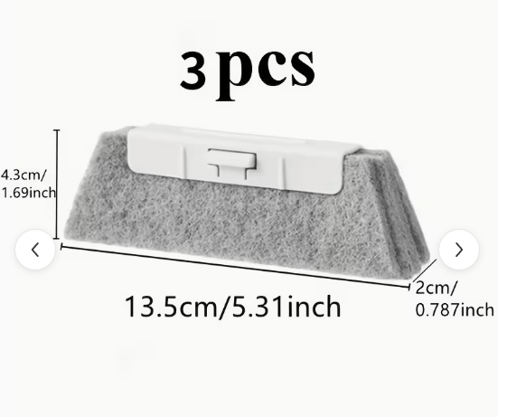 3pcsReplaceable Brush Heads 2-in-1 Window Gap Cleaning Brush Multi-Functional Detachable Brush Heads Suitable for Door and Window Gap Cleaning