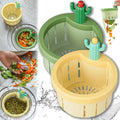 2pcs Cactus Sink Filter Basket, Versatile Kitchen Sink Strainer Cute Sink Filter Basket Kitchen Gadgets Press Automatic Dumping Basket for Home Use (Green & Yellow),campingessentials,campinggear